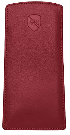 ALLEN & MATE 100% Leather Slim Glasses Case for Reading and Computer Glasses for Men & Women - Premium Maroon