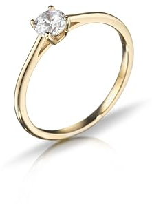 inSCINTILLE Anillo Solitario de Mujer en Plata de Ley 925 con Circonita Cúbica, Anillo de Compromiso con Caja de Regalo (Oro, 18)