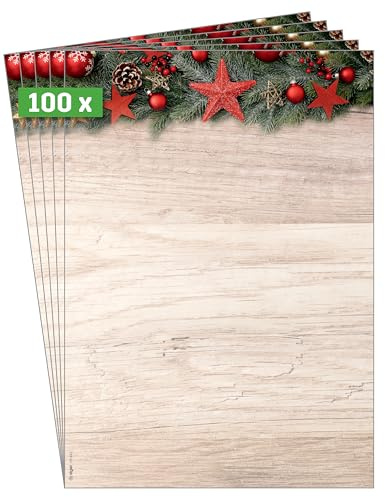 SIGEL DP442 Christmas Motif Papers Chalet Style - Beige, red, Green - 90 GSM - A4-100 Sheets