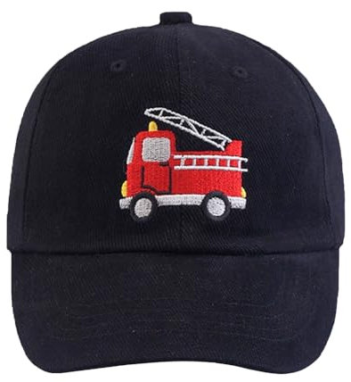 LGWJHCY Baseball Cap, Fire Engines Baseball Cap, UV Protection Baseball Cap, Adjustable Baseball Cap, Cotton Baseball Cap, Summer Hat Boys Girls One Size 2-5 Years（Black）