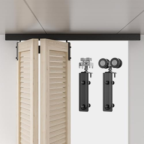 AONAYIOA 39.6/3.3FT Ceiling Mount Box Rail Hardware Bifold Sliding Barn Door Hardware Heavy Duty Sliding Barn Door Track, Aluminium Alloy Kit for 2 Doors (No Door)