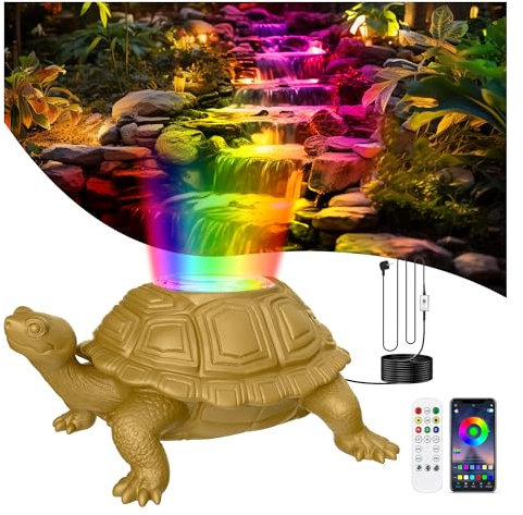 OSREE Teichbeleuchtung LED Unterwasser mit 12V Transformator und Timer, 6W Turtle Unterwasserbeleuchtung RGB mit APP-Kontrolle, IP68 Wasserdichte Teichlicht für Wasserfall Brunnen Wasserspiel
