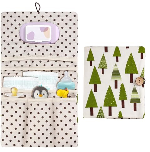 Draupnir Organizador de pañales y Neceser 2 en 1. Organizador de pañales pequeño, Bolsa para toallitas húmedas y Neceser para bebés para Madres en Movimiento (Árbol)