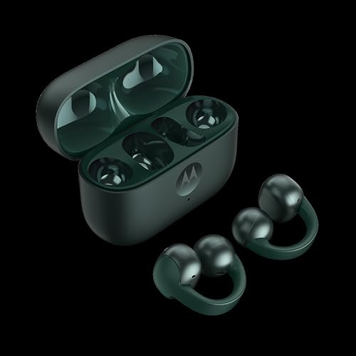 Hörlurar Moto Buds Loop Color Pantone Trekking Green, Open Ear Design, Integration med Smartphones, Sound by Bose, Avancerad mikrofon, Vattentät design, Lång batteritid