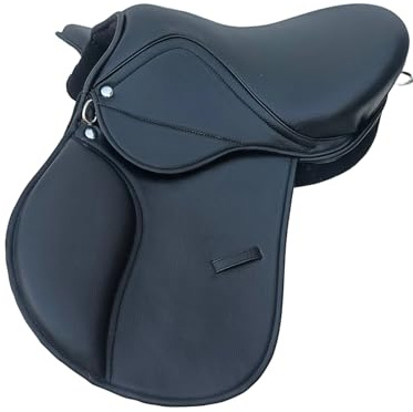 Synthetic Leather Treeless Horse Saddle Lightweight Durable All Purpose Riding Saddle Black 15 Inch Seat