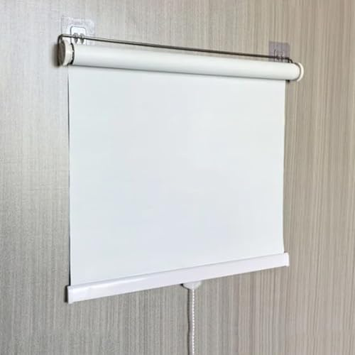 Sh000ad Store Enrouleur Occultant sans Perçage,Store de Fenêtre À Ressort,Rideau Rétractables,Crochets Adhésifs,Opaque et Thermique,pour Salle de Bain,Bureau,Largeur x Hauteur (40cm x 150cm,White)