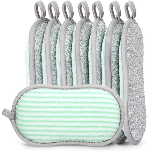 Euqvunn 8er Pack Spülschwamm Doppelseitig, Putzschwamm Kratzfrei, Langlebige Küchenschwamm Reinigungsprodukte für Küche und Badezimmer, 9,5 * 16 cm (Grün)