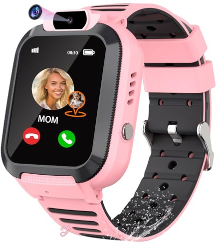 EUNICECG Smartklocka för Barn med GPS-Tracker Spel Röstchatt SOS | Digitalt Väckarklocka IP68 Vattentät Telefon Födelsedag Gåvor Klassrumsmodell Smartwatch Barn för Flickor Pojkar