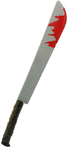 FIESTAS GUIRCA | Bloodied Toy Machete - Fancy Dress Accessory for Halloween and Themed Parties - Fake Bladed Weapon for Horror - Ideal for Adults and Teens - Metallic and Red