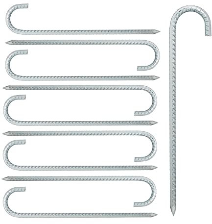 Relaxdays Ancres de Sol, Lot de 20, Sardines XL, Extra Longues, Camping, Accessoire de Tente, Acier, 38,5 cm, argenté