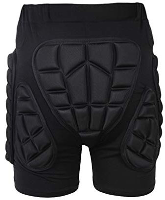 Protektorenhose Herren/Damen Sanft Atmungsaktiv 3D-Schutz für Hüfte und Steißbein Skaten Protektorenshorts (Schwarz, S)