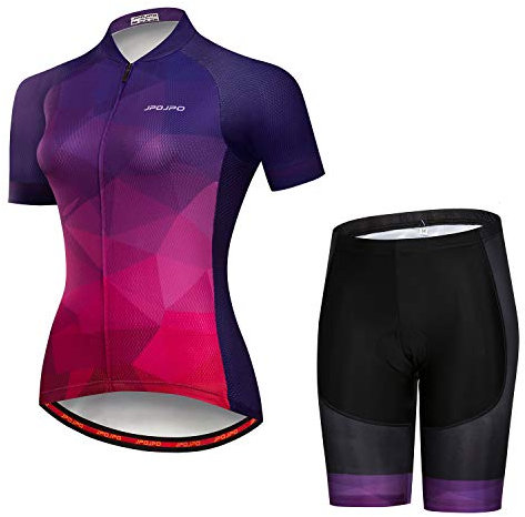 Ensemble maillot de cyclisme pour femme à manches courtes + short de vélo rembourré 5D à séchage rapide réfléchissant 3 poches S-3XL, Jp2005, XL