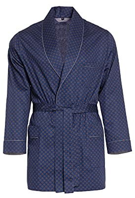 Morgonrock för män – kort – badrock Revise RE-509 – elegant – 100 % bomull, Mörkblå C10, XL