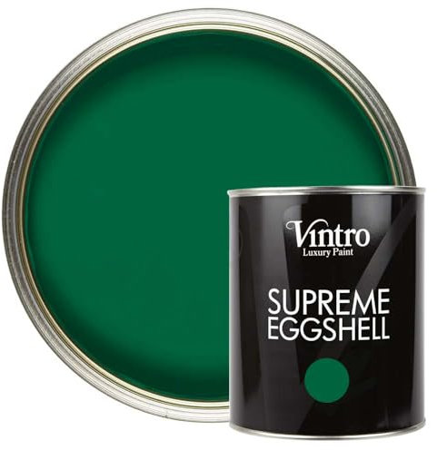 Vintro Paint | Satin Furniture Paint | Dark Green | Wood | Trim | Metal | Eggshell Finish | 1 Litre (Brooklands - Dark Green)