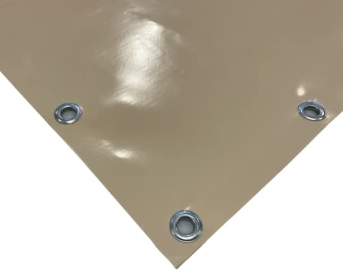 TENDAGGIMANIA Telone Occhiellato impermeabile per esterno - Telo pvc 650 gr per coperture barca camion pergolato copri camper copri legna - Telo impermeabile esterno Misure 3X4, BEIGE 275
