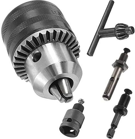 Treki Portabrocas con Llave de 1.5-13 mm Herramienta de Conversión de Convertidor de Portabrocas Montaje 1/2-20 UNF con Adaptador SDS-plus Vástago Hexagonal de 6.35 mm