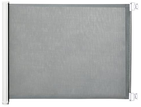 PawHut Retractable Stair Gate for Dogs, Pet Mesh Safety Gate Extends up to 115cm for Doorways Indoor- Grey