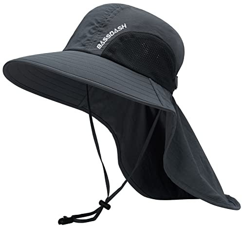 Bassdash UPF 50+ Sombrero de Sol de ala Ancha Unisex Resistente al Agua con Solapa de Cuello Grande Sombrero de Pesca de Cola de Caballo para Hombres Mujeres
