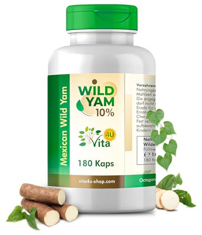 Wild Yamswurzel Kapseln hochdosiert | 1500mg Mexican Wild Yamswurzel 150mg Diosgenin je Tagesdosis | Top Preis | vegan, laborgeprüfte Qualität | 180 Kapseln