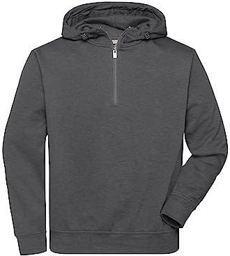 James & Nicholson Workwear Zip Hoody - Strapazierfähiges Kapuzen-Sweatshirt mit kurzem Reißverschluss | Farbe: Dark-Melange | Grösse: L