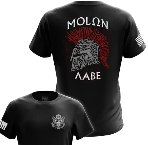 Men’s American Flag Patriotic Graphic Novelty T-Shirt, Spartan Helmet, Medium, Black