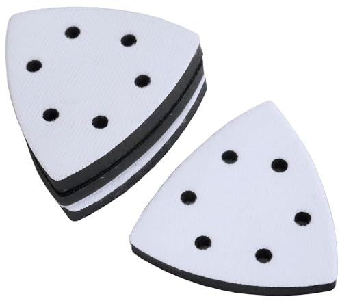 Lot de 4 tampons triangulaires à 6 trous pour ponceuses - 93 mm - Résistants aux chocs - Réduction du bruit