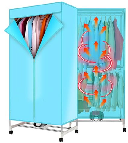 Portable Anion Electric Clothes Dryer 15kg Indoor Wet Laundry Warm Air Drying, 2 tiers of hanging space, 1000W PTC heater, high-density Oxford cloth