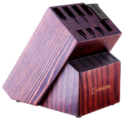ChefHoablorn Blocco coltelli, portacoltelli in legno, portacoltelli da cucina universale con affilatore integrato, 15 alloggiamenti per coltelli da cucina, senza coltelli.