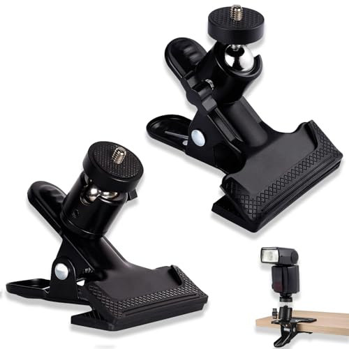 sinzau Trípode con Abrazadera para cámara, 2 Piezas, Soporte para Flash de cámara de 360 Grados, Abrazadera para trípode de Metal Multifuncional con Cabeza esférica, Negro
