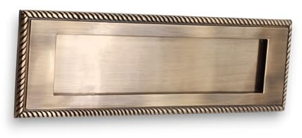 Infinity Decor Plaque de boîte aux lettres style géorgien antique en laiton massif 25,4 cm pour portes d'entrée