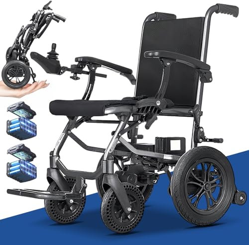 Bueuwe Ultraleichter Faltbarer Elektrische Rollstühle, 14.5KG, All Gelände Elektrischer Rollstuhl, Erwachsene und Senioren Faltbar Elektrorollstuhl FüR Die Wohnung, Tragfähigkeit 150KG