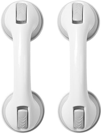 Haltegriff Dusche ohne Bohren, 2 Stücke Haltegriff Dusche, 30CM Haltegriffe für Senioren Sicherheitsgriff Haltegriff mit Saugnapf für Badewanne Dusche WC(Weiß)