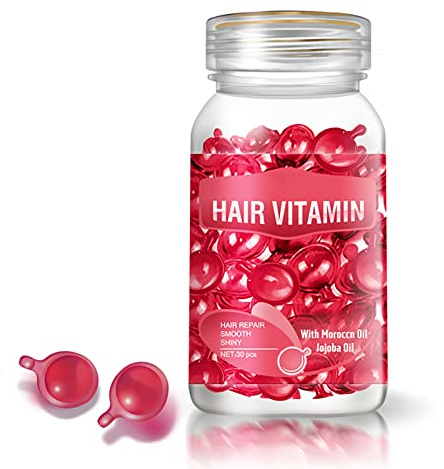 Hair Vitamin Serum Capsule, Hair Treatment Serum, Hair Growth Oilwith Moroccan, Macadamia & Avocado Oil, Vitamins A/C/E Restores Dry Frizzy Hair, Repair Damaged and Smooth Shiny Hair (A)