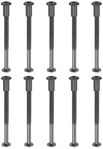 PATIKIL M6 x 90 mm Hex Chicago Screws, 10 Set Binding Screw Posts Connecting Hex Drive Socket Cap Bolt Nuts for Scrapbook Leather Belt Album Photo Furniture Repair, Black