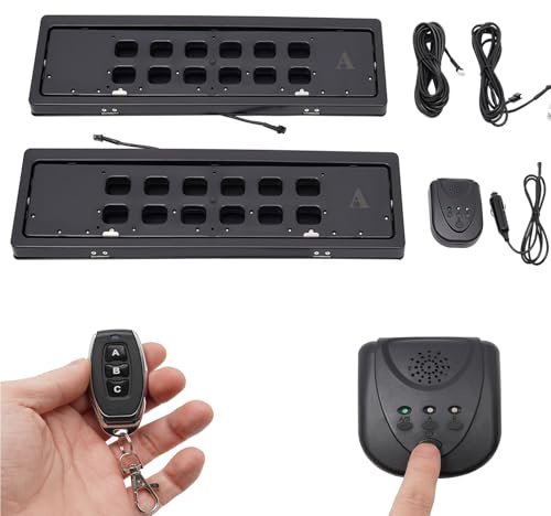 VonVVer 2 soportes para matrícula de coche, 2 W, eléctrico, giratorio, con mando a distancia, soporte para matrícula, para coche, hierro y plástico