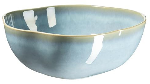 MÄSER Serie Cordelia, Salatschüssel aus hochwertigem Steinzeug, unregelmäßige Geschirr Formen; Steinzeug, Grün