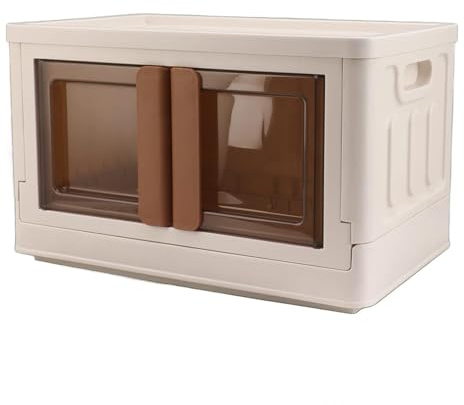 Oceano Scatola di Immagazzinaggio Pieghevole con Ruote e Doppia Apertura Contenitore Impilabile Plastica Robusta con Sportelli Trasparenti Organizer Salvaspazio per Vestiti Giocattoli 49x31x30cm 32l
