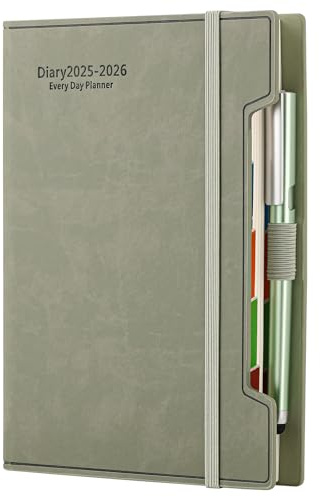 Schülerkalender 2025-2026 A5, Tagesplaner, Terminplaner von Juli 2025 bis Juni 2026, 12 Monate, fester Einband, Stift und Stiftschlaufe