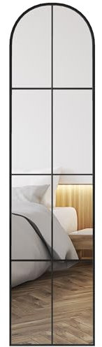 HOMCOM Espejo Decorativo de Pared 40x160 cm Espejo de Ventana de Metal 2 Formas de Uso para Salón Dormitorio Entrada Estilo Moderno Negro