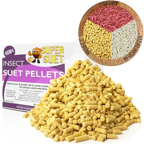 3kg Suet Fat Pellets Bag mix. For Wild Birds High Energy Feed - MADE IN UK - Bird Food - Perfect for Hanging Bird Feeders (3kg, Insect)