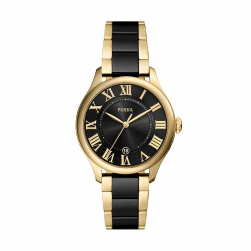 Fossil Gilmore Reloj Mujer, Movimiento de Cuarzo Tres Agujas Fecha con Correa de Acero Inoxidable o Cuero