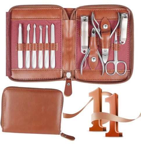 Manicure Set 11 in 1 Stainless Steel Nail Clippers for Men，Manicure Kit for Women，Nail Grooming Kit，Nail Clipper Set，Personal Care Tools
