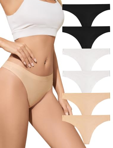 ANSUKOO Stringtrosor Dam, String Trosor UnderkläDer Flerpack,Seamless Thong | 6 Pack LåGmidjade Women Underwear Brazilian Stringtrosa,SöMlöSa Tanga Damtrosor,Invisible Trosa, Panties for Women