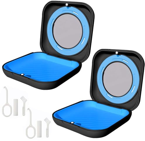 RIVIEVAL Ortodontisk Retainerfodral - Slim Alignerfodral med Ventilationshål, Portabel Munskyddsbox, Kompatibel med Invisalign, Resvänlig Design för Skydd av Retainers (Svart)