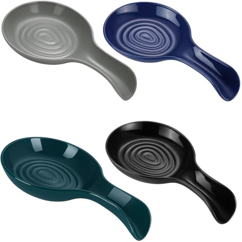 4-Piece Set Spoon Rest, Kitchen Spoon Rest Kitchen for Cooking, Teaspoon Holder, Non-Slip Spoon Holder, Durable Spoon Rests for Kitchen, 4 Colors