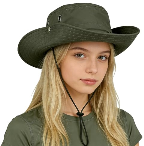 TENGWA Sombrero para el sol para hombre y mujer, UPF 50, sombrero de sol con ala ancha, plegable, ala ancha, verano, protección UV, sombrero de pesca Boonie con correa de barbilla, impermeable y