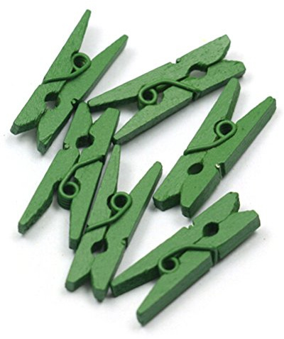 100pcs Mini Colored Spring Wood Clips Clothes Photo Paper Peg Pin Clothespin Craft Clips Party Decoration(Green)