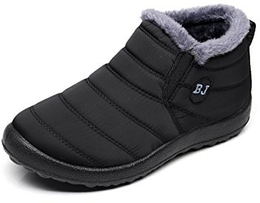 Bottes Courtes Femmes,Popoti Bottes de Neige Unisexes Bottines de Cheville Doublées D 'Hiver Chaudes Plates Antidérapantes Boots Chaussures Outdoor