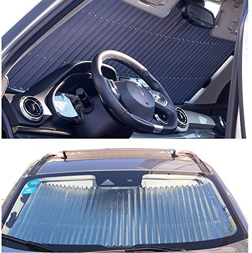 FBARTL Versenkbare Auto Windschutzscheibe, kompatibel mit Personenkraftwagen, Visor Shutter Typ Fenster Sonnenschutz Rollos Windschutzscheibe Sun Shades Anti UV Sonnenblenden
