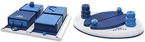 TRIXIE 32012 Dog Activity Poker Box 1, 31 × 31 cm,blau & 32018 Dog Activity Push Away, 25 × 17 cm
